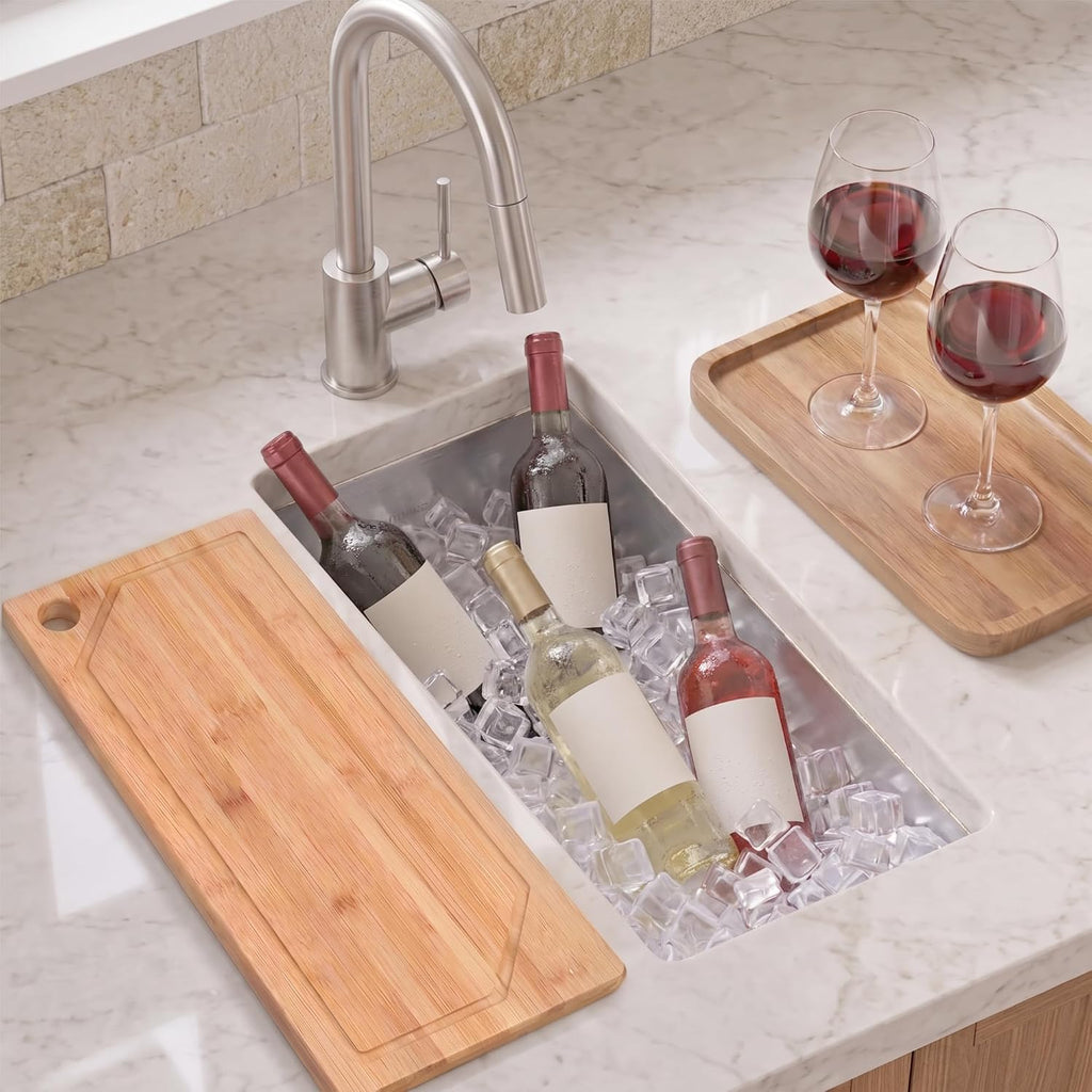 Small Bar Sink 9.5“ X 18”,Undermount Wet Bar Sink with Workstation
