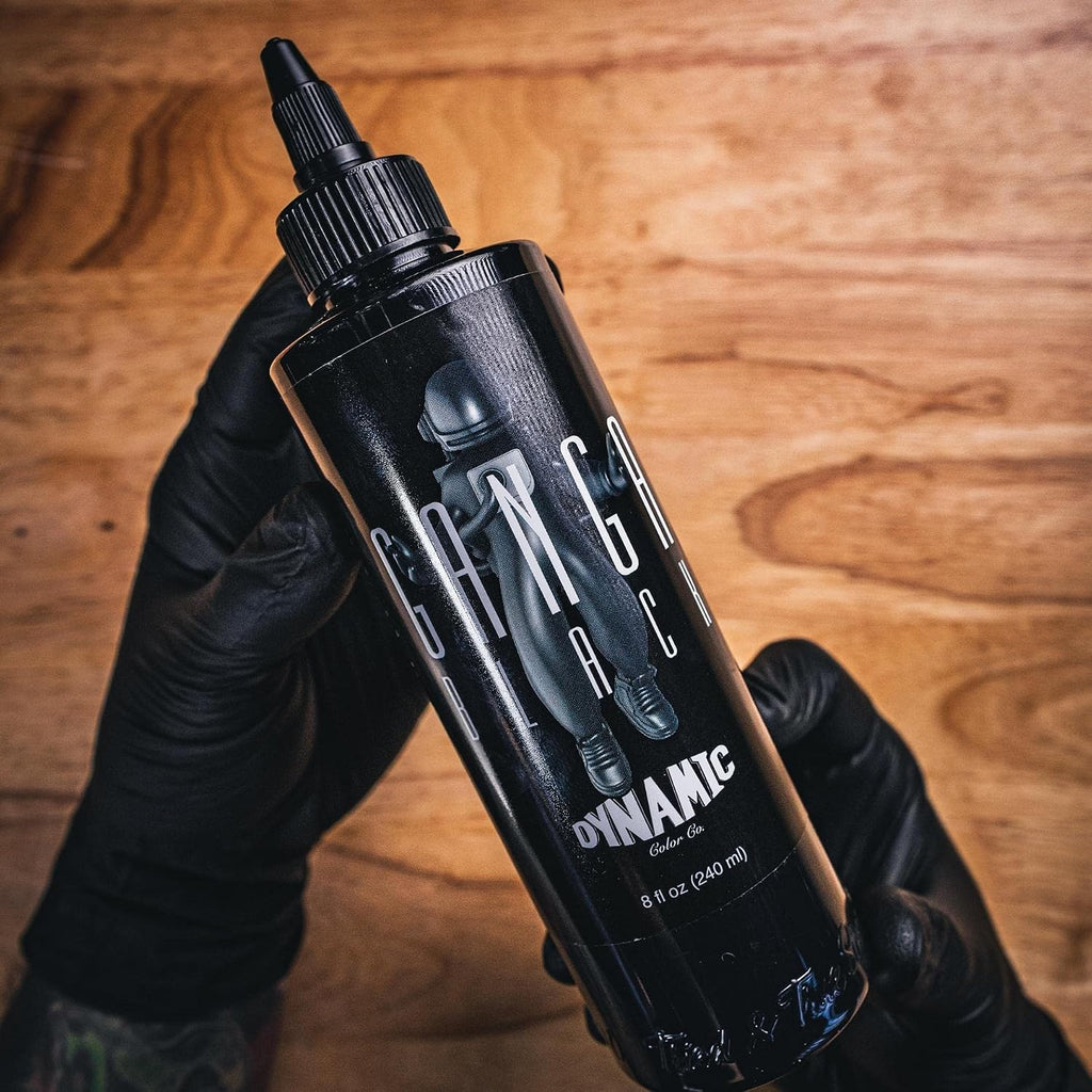 Dynamic Color Ganga Black Tattoo Ink, Made in Spain, Reach Compliant, 8 oz