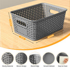 8 Pack Plastic Storage Baskets,Gray Stackable Storage Bins