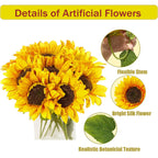 10PCS Sunflowers Artificial Flowers, Silk Sunflower Decor with Stem