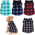 4 Pieces Buffalo Plaid Dog Sweaters with Leash Ring Soft Fleece Vest Dogs Pullover Warm Jacket Pet Dogs Clothes