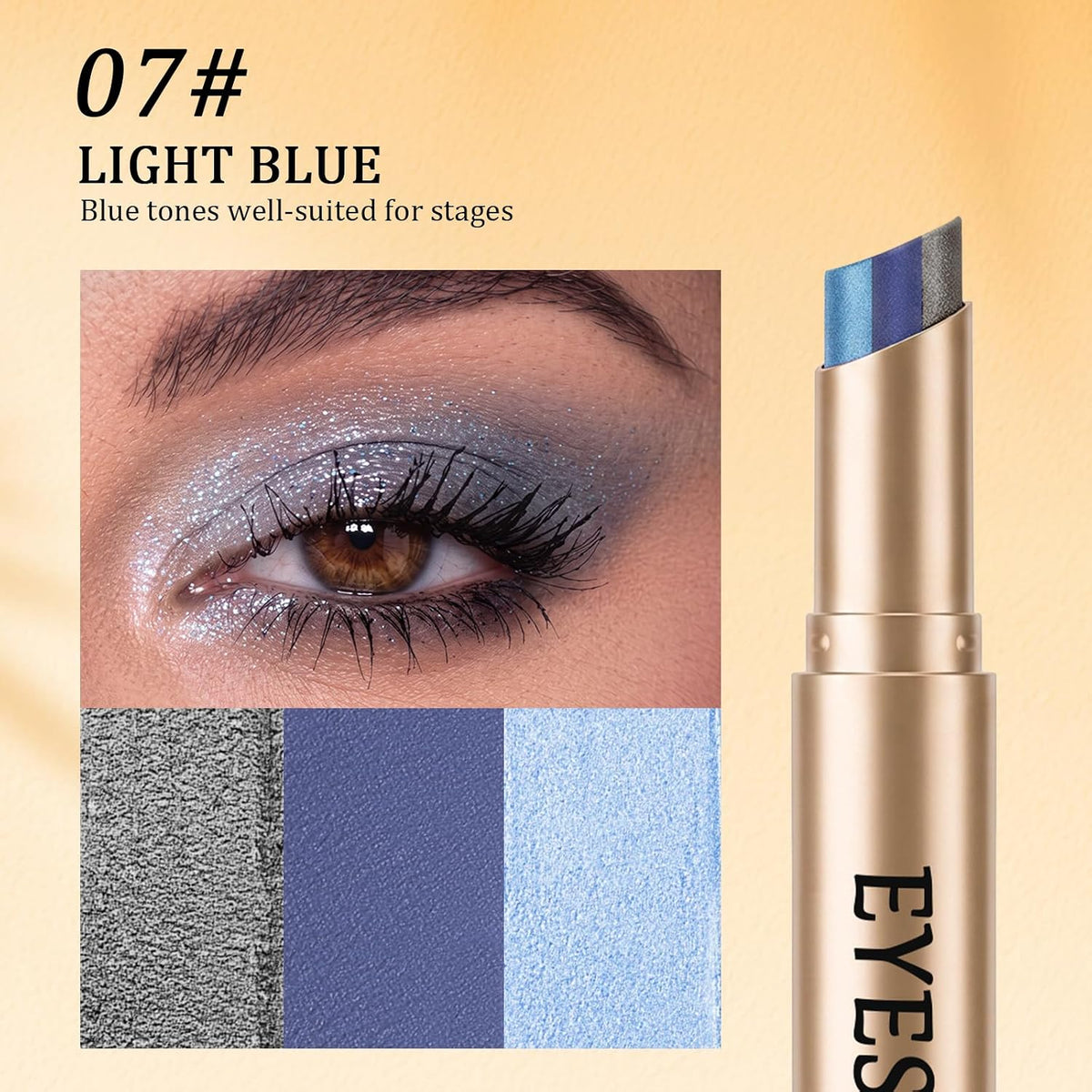 3 Color Matte Gradient Glitter Eyeshadow Stick Cream Shimmer Eye Shadow, 07