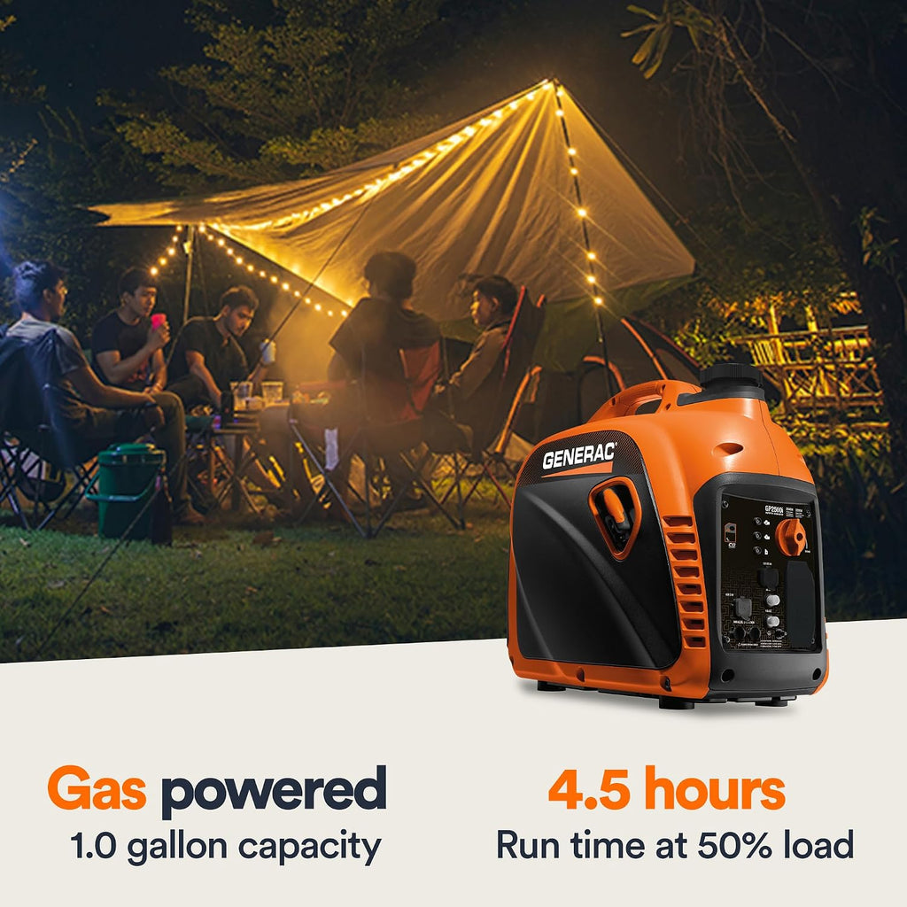 2,500 Watt Gas Powered Portable Inverter Generator, Outdoor Use | 2,200 Running Watts, Clean Power, RV, Camping, Home