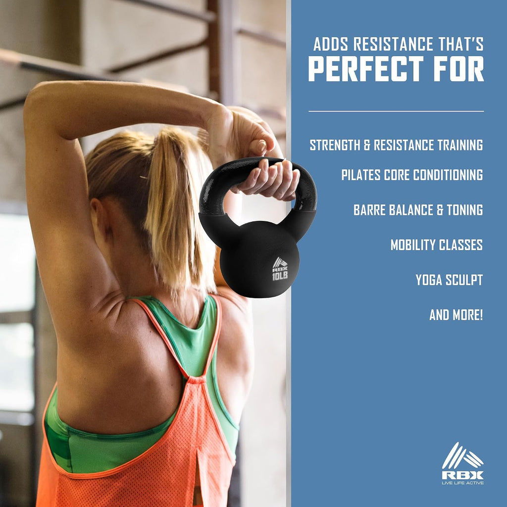 Neoprene Kettlebell, Wide Handle, Iron Core, Flat Bottom, Great for All Fitness Levels