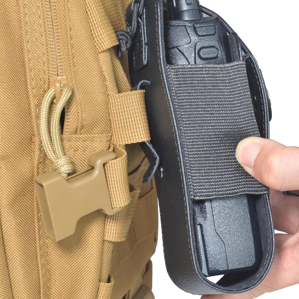 Universal Radio Holster, Tactical Leather Pouch with Back Clip Fit Belt or Bag for BaoFeng Quansheng Retevis Yaesu
