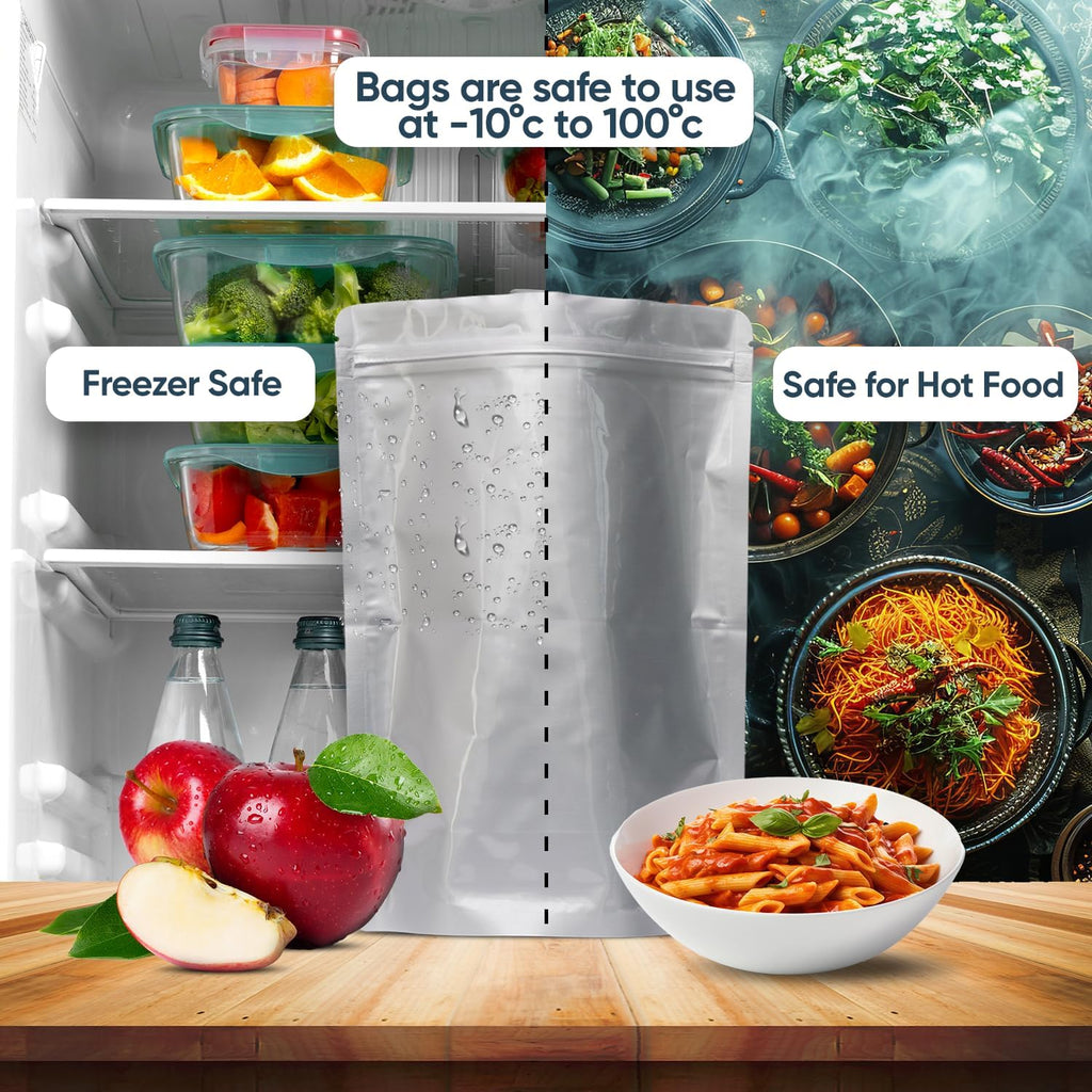 50 Mylar Bags for Food Storage - 0.5 and 1 Gallon Mylar Bags with Oxygen Absorbers 400cc - 9.4 Mil Extra Thick