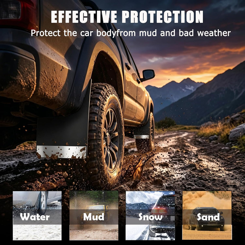 Universal Mud Flaps Black Mudguard for Trucks Cars SUVs Vans | Car Wheel and Tire Mud Flaps with Night Reflectors