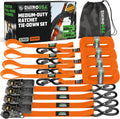 Ratchet Straps Tie Downs (4-Pack) - 1in x 15ft with S Hooks | 1,823lb Break Strength. Manual Ratchet w/ S Hooks &