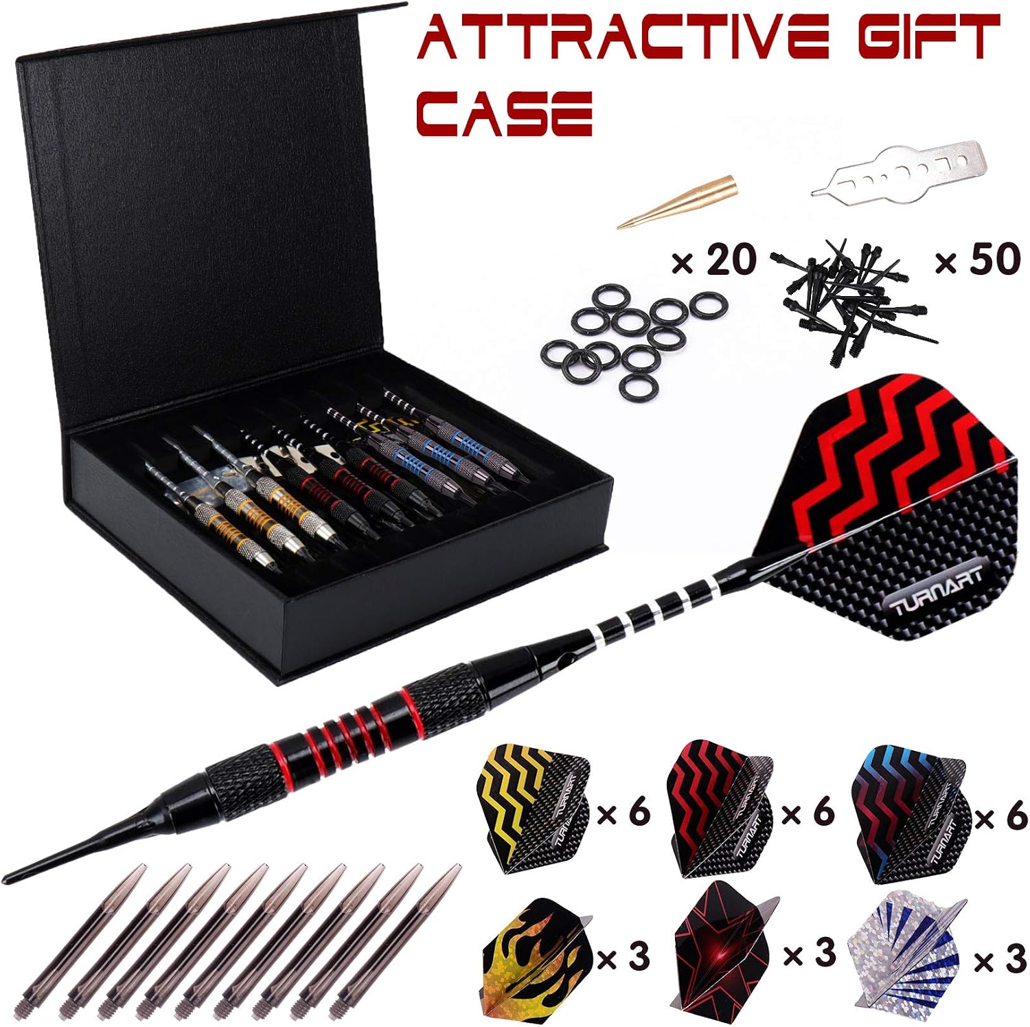 Darts Plastic Tip 9 Pcs 18 Grams Professional Soft Tip | Darts Set for Electronic Dartboard with 50 Extra Tips 9