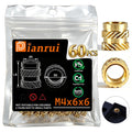 Dianrui M6 Heat Set Inserts for 3D Printing, Brass Threaded Insert 60PCS