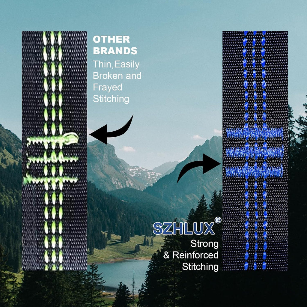 Hammock Straps for Trees - Set of Two 10ft Long, with 38 Loops & 2 Carabiners| Essential Hammock Accessories