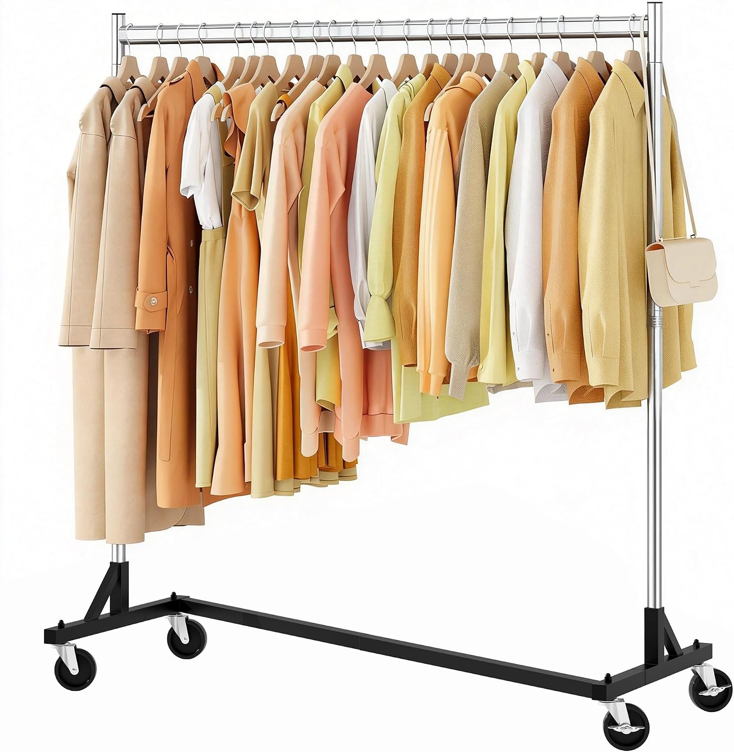 Z Rack, Rolling Clothes Racks with Z-Base, Heavy Duty Garment Rack, Clothing Racks for Hanging Clothes, Sturdy Metal