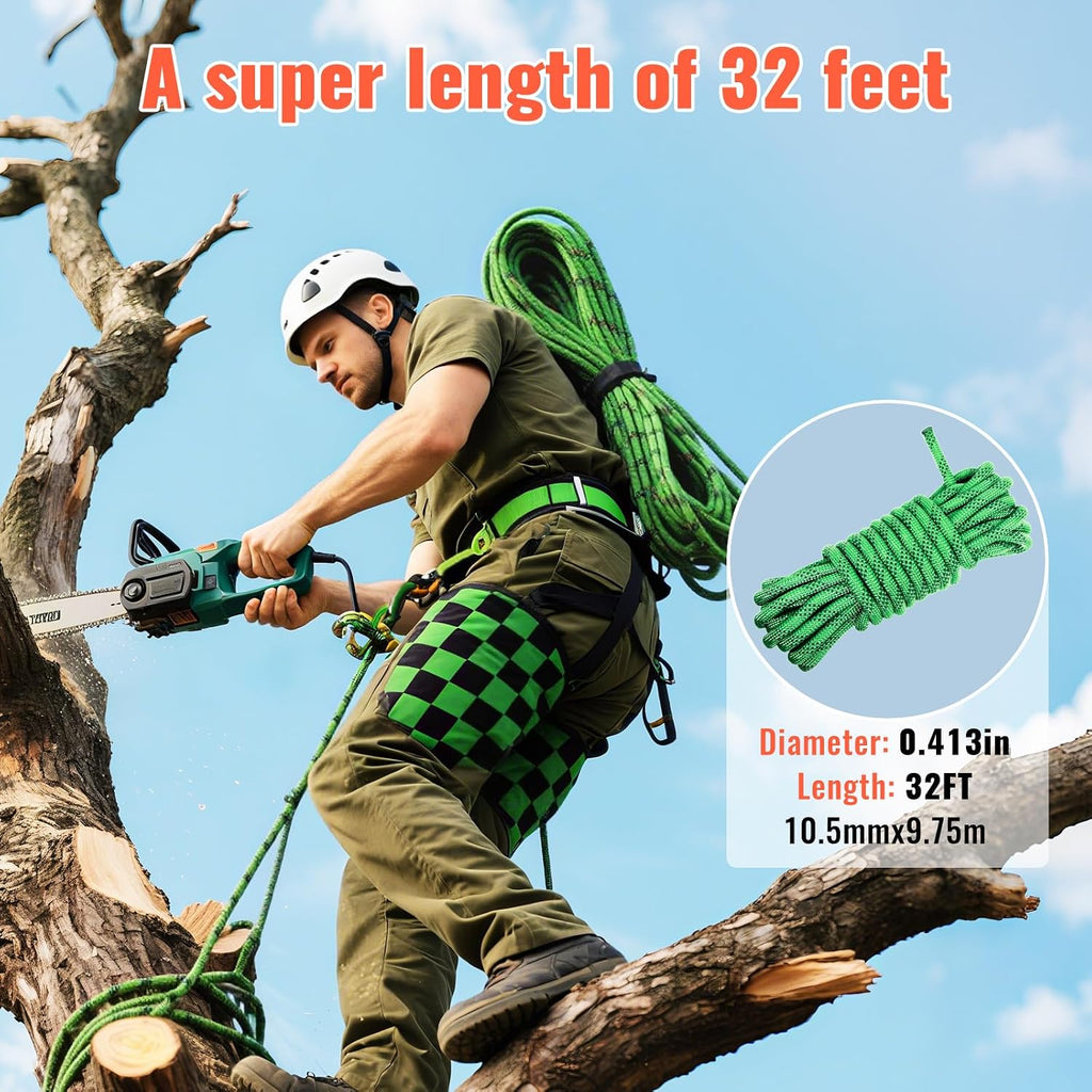 Rock Climbing Rope Static Ropes- 10.5mm 12.7mm Dia, 32FT 150FT 200FT 3825lbs-9000lbs Arborist Tree Rope Heavy Duty
