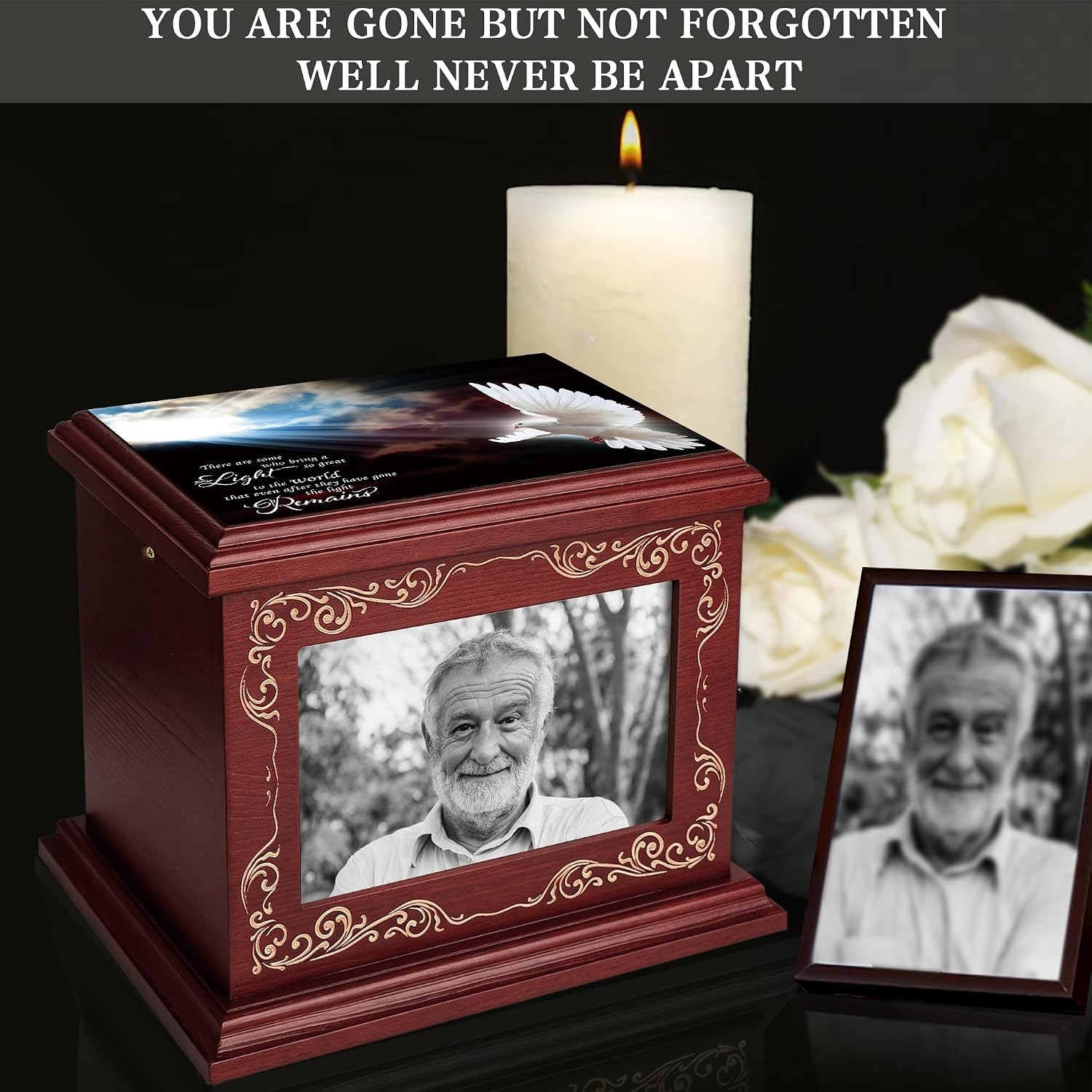 Cremation Urns for Human Ashes Adult Up to 200 IBS with Photo Frame