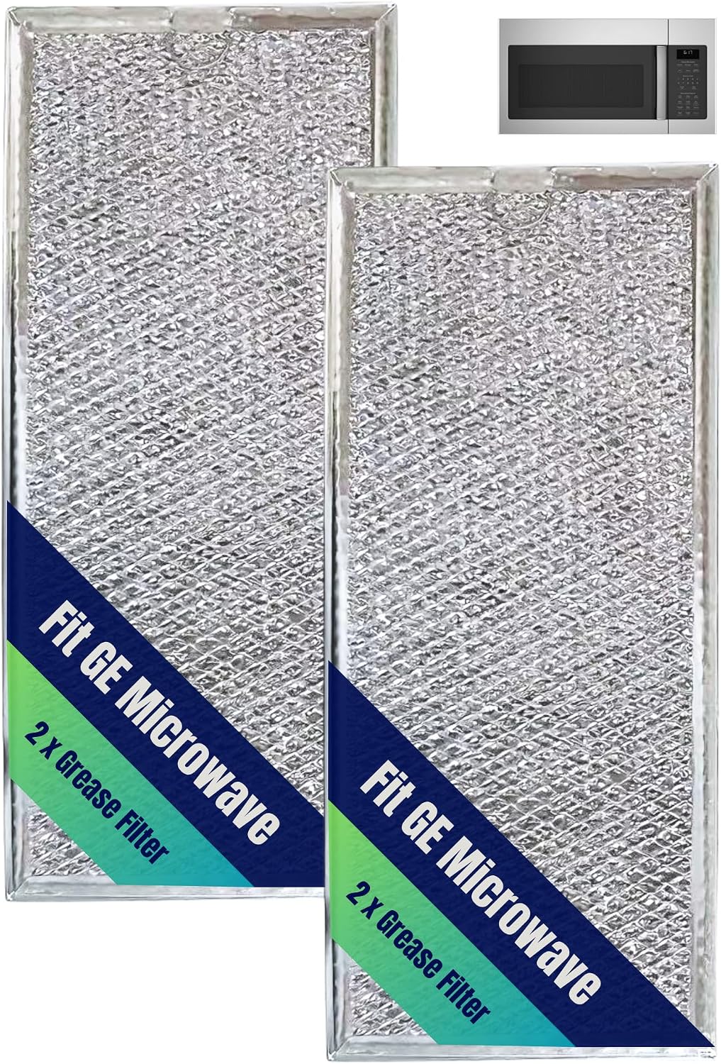 2 Pcs Microwave Aluminum Grease Filter Replacement Fit for JVM6175SF1SS JVM6175SK1SS JVM6175SK2SS JVM6175SK3SS, Durable Material (2 Pcs Grease Filter)