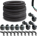 (1/2" Dia * 50 Feet) Yariwiz Black Special Extra Flexible Electrical Conduit Liquid Tight PVC Conduit Kit with 5 PCS