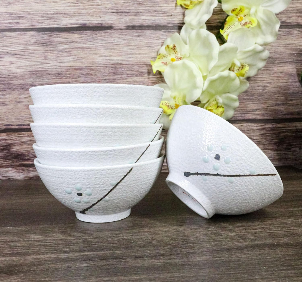 Modern Yukino Hana Snow Flowers Ceramic Dinnerware Serveware Kitchenware Set Oriental Asian Restaurant Supply (Pack