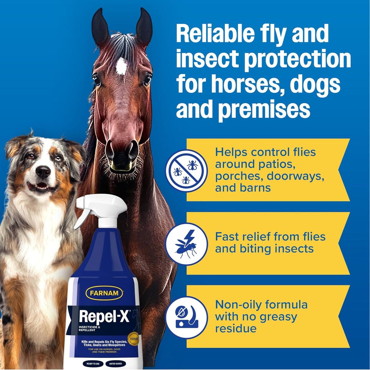 Repel-X Fly Spray for Horses, Ready To Use, 32 fl oz Spray