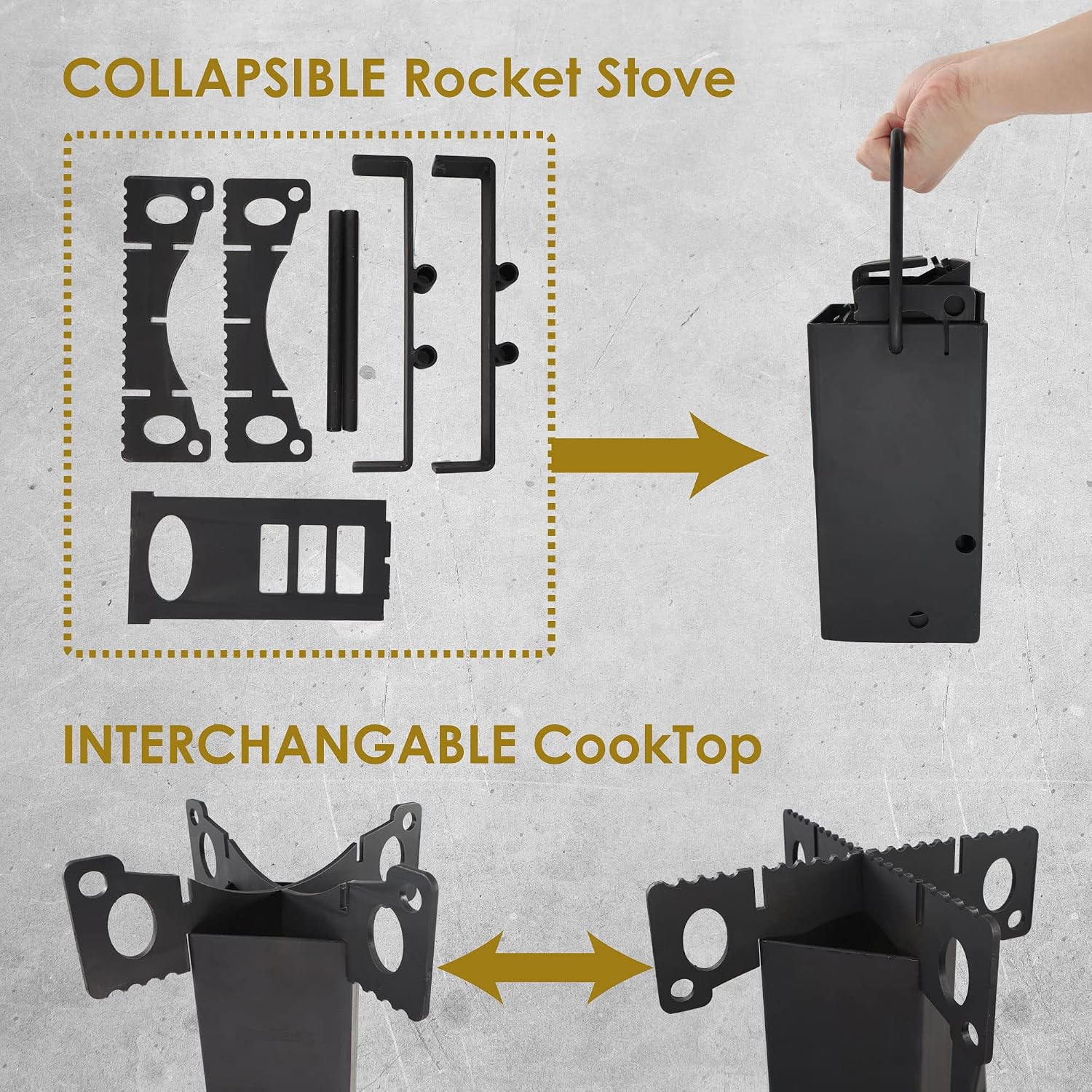 Collapsible Rocket Stove by StarBlue with FREE Carrying Bag - A Portable Wood Burning Camping Stove with Large Fuel