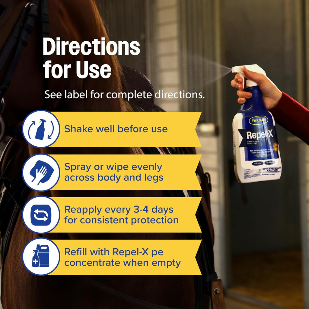 Repel-X Fly Spray for Horses, Ready To Use, 32 fl oz Spray
