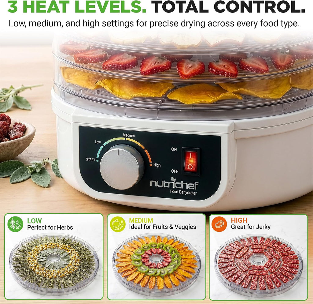 Food Dehydrator Machine | Dehydrate Beef Jerky, Meats, Mushrooms, Fruits & Vegetables | Great For At Home Use | Uses