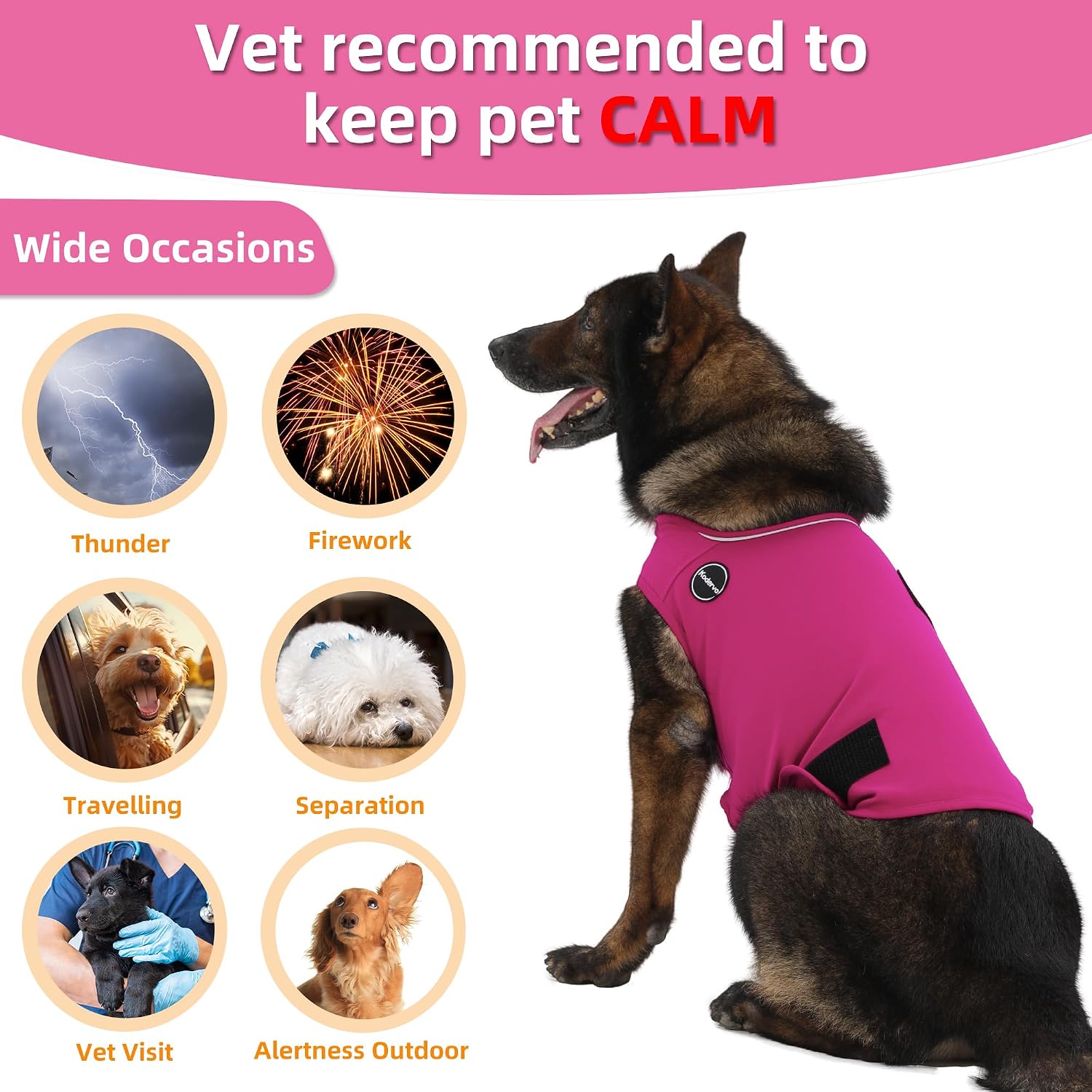 Dog Anxiety Jacket, Skin-Friendly Dog Calming Shirt - Dog Coat for Thunder, Fireworks, Vet Visits and Separation