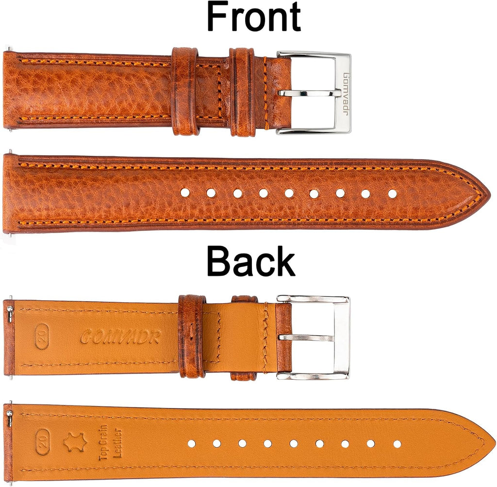 Italian Leather Watch Band Tuscany Natural Vegetable-Tanned Top Grain Genuine Leather Strap,18mm 19mm 20mm 21mm 22mm