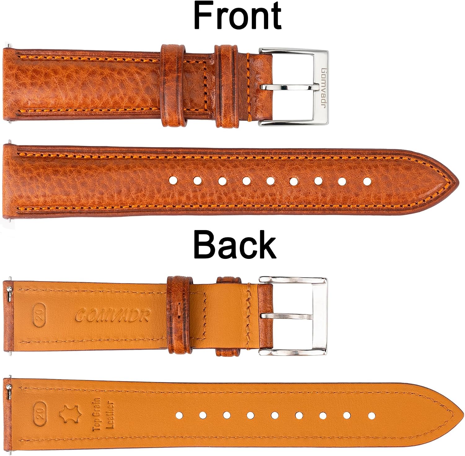 Italian Leather Watch Band Tuscany Natural Vegetable-Tanned Top Grain Genuine Leather Strap,18mm 19mm 20mm 21mm 22mm