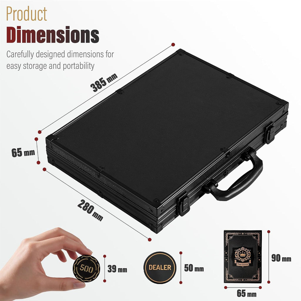 Poker Chips,Gold Dark Poker Set with Black Aluminum Case,Modern Design 11.5 Gram Poker Chip Set for Texas Hold'em