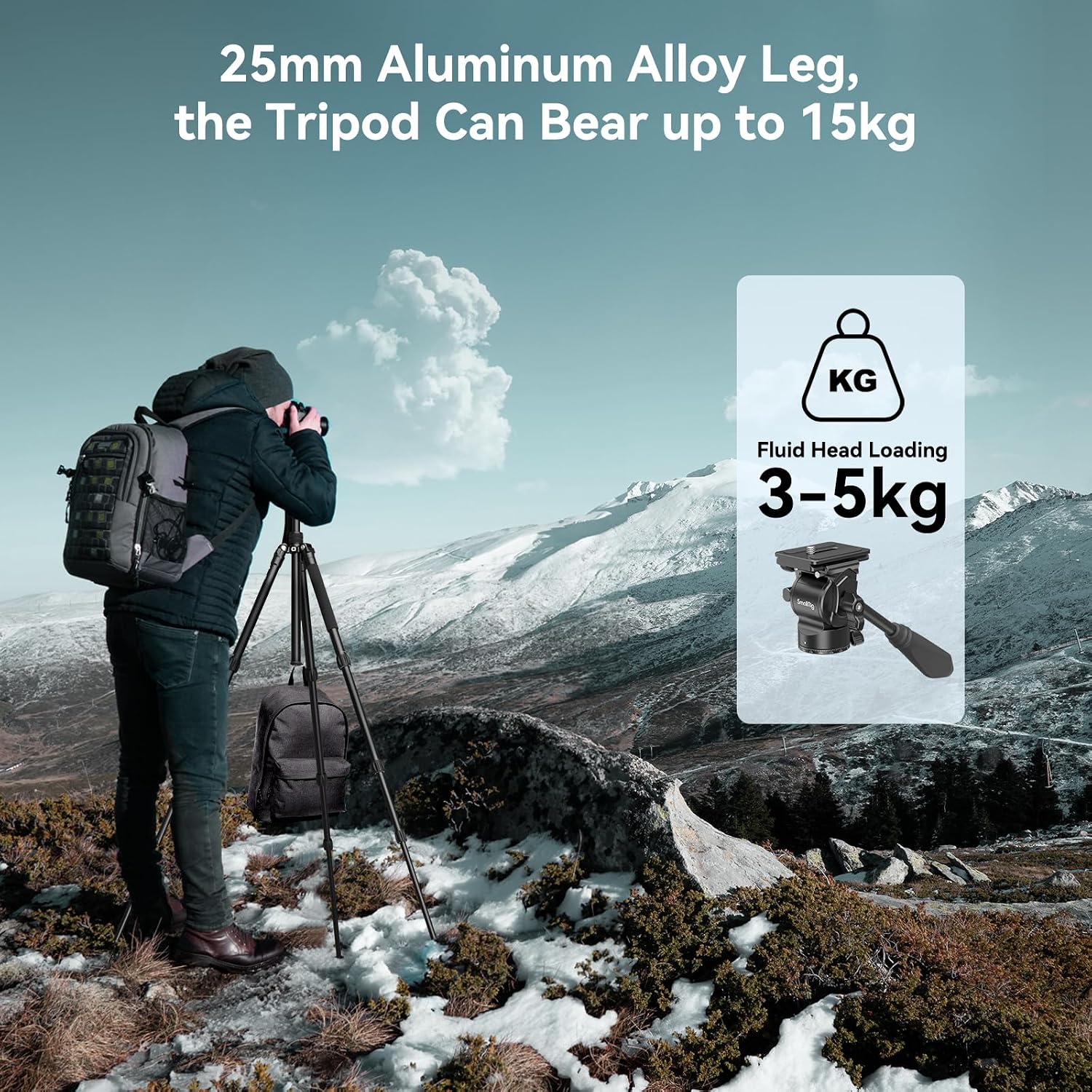 CT180 Video Tripod, 72" Camera Tripod Monopod with Fluid Head, Aluminum Camera Tripod, 360° Panorama Fluid Head for