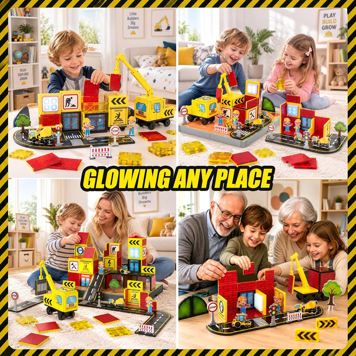 Magnetic Tiles for Kids, 39PCS Construction Magnet Tiles