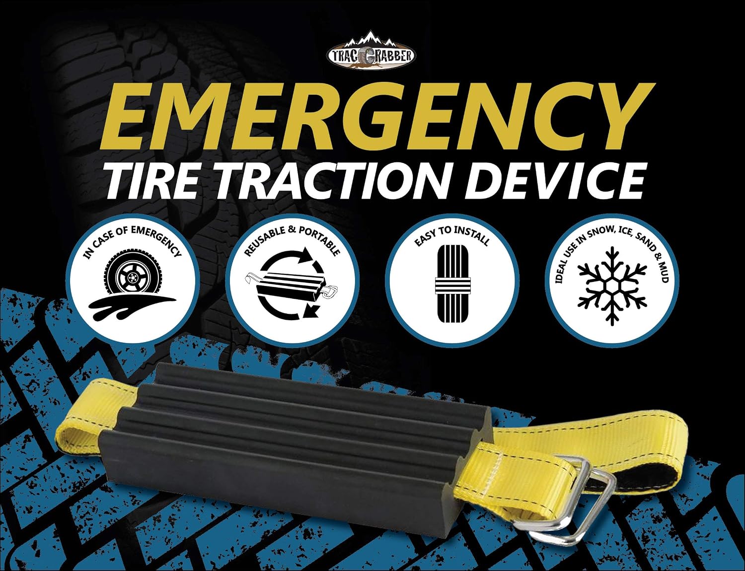 Tire Traction Device for Trucks & Large SUVs, Set of 2 -Made in the USA, Anti Skid Emergency Tire Straps to Get
