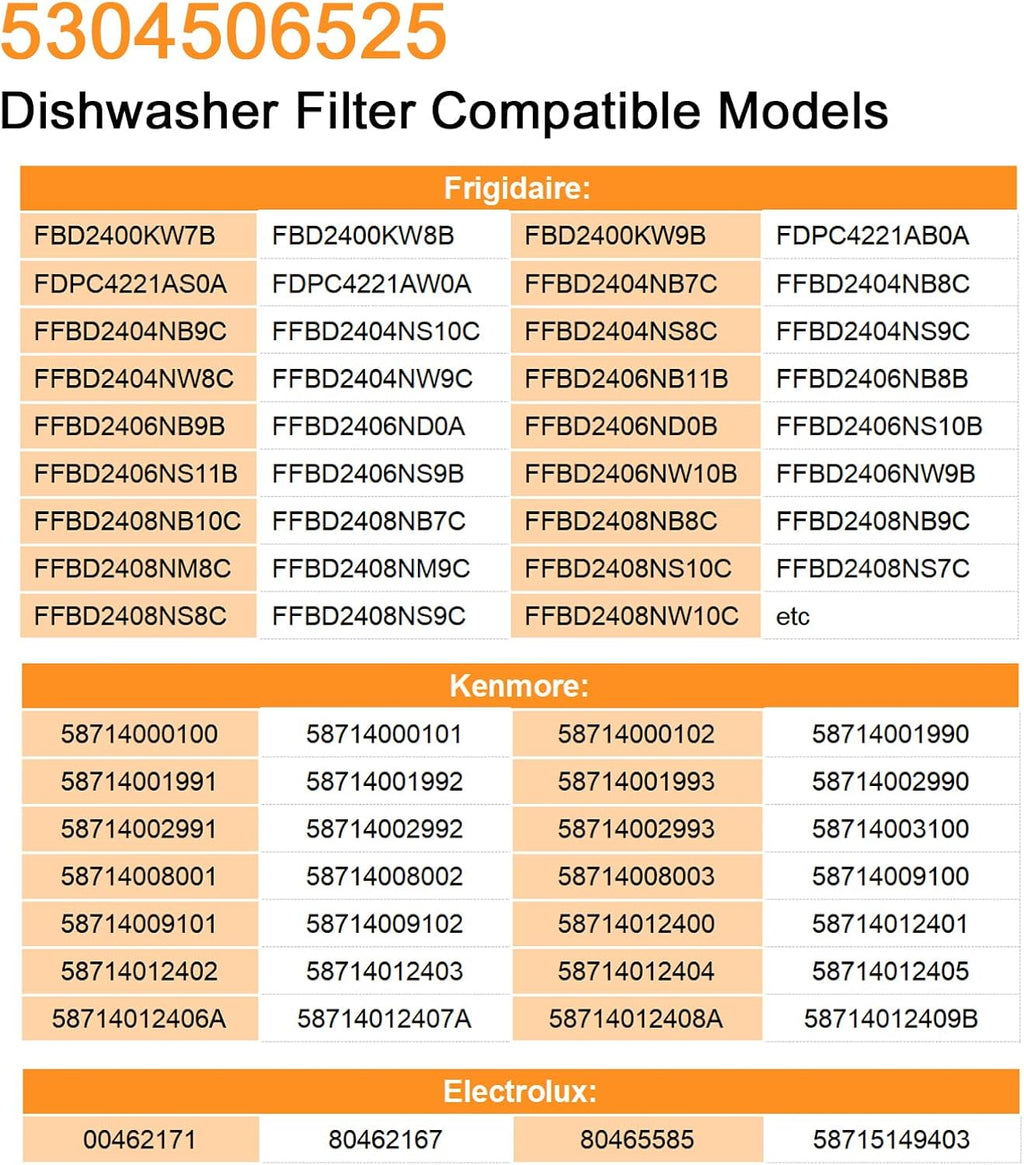 5304506525 Dishwasher Filter Replacement Fit For Frigidaire Crosley Kenmore