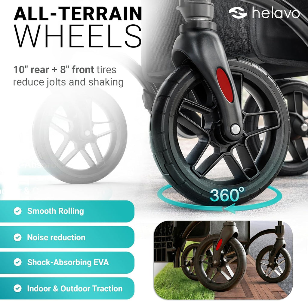 Wide 2 in 1 Walker Wheelchair Combo with 10" All Terrain Wheels, Lightweight Rollator Transport Chair Combo, 300 lbs