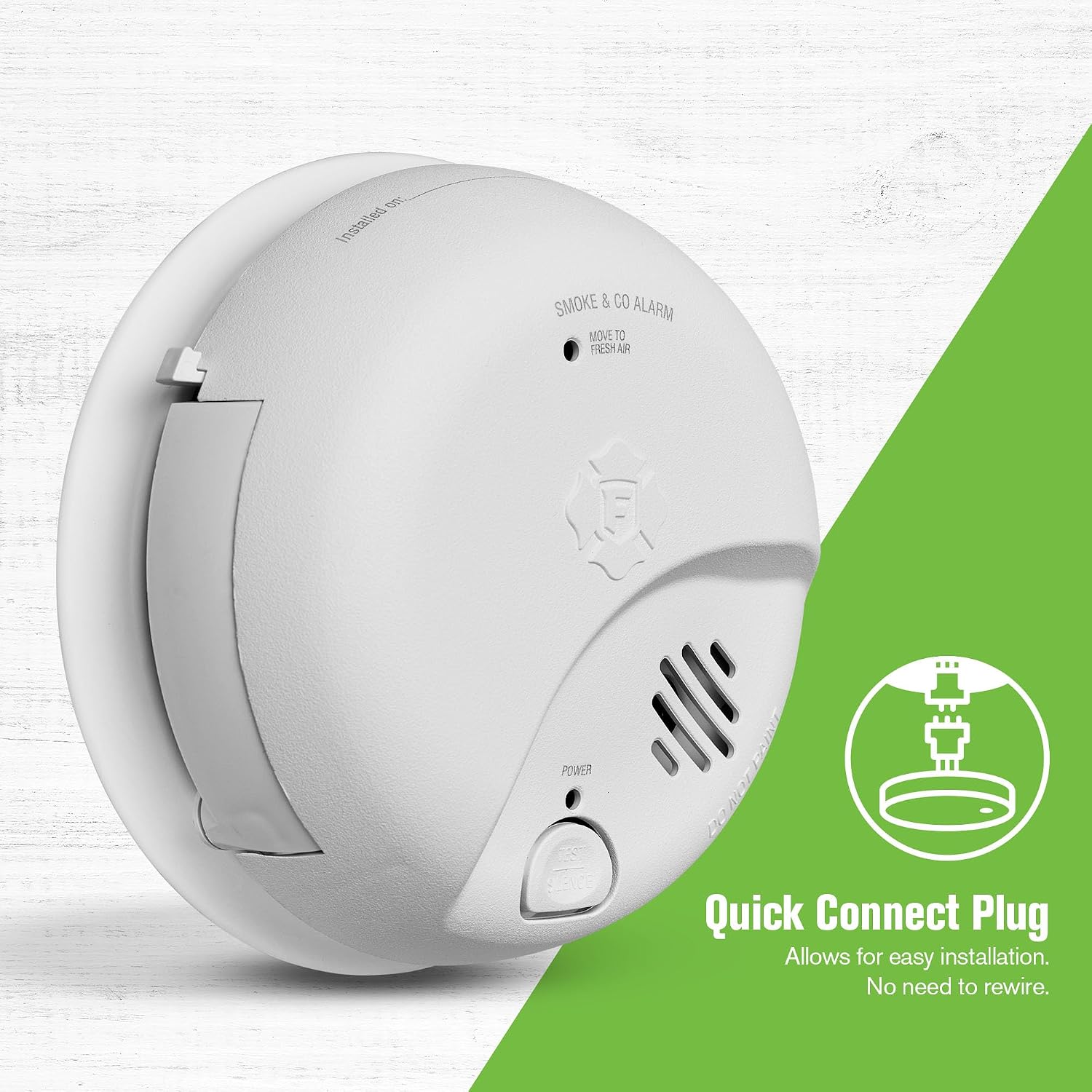 Combination Smoke & Carbon Monoxide Alarm, Interconnect Hardwire Detector with Battery Backup, SMICO100-AC, 1-Pack