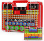 Battery Organizer Storage Holder Box Case with Tester, Stores & Protects Up to 260 Batteries, Double-Sided, Clear
