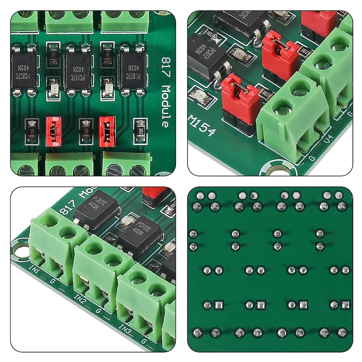 4pcs PC817 4 Channel Optocoupler Isolation Board Voltage Converter Adapter Module 3.6-30V Driver Photoelectric Isolated Module 817 Voltage Isolation Modules