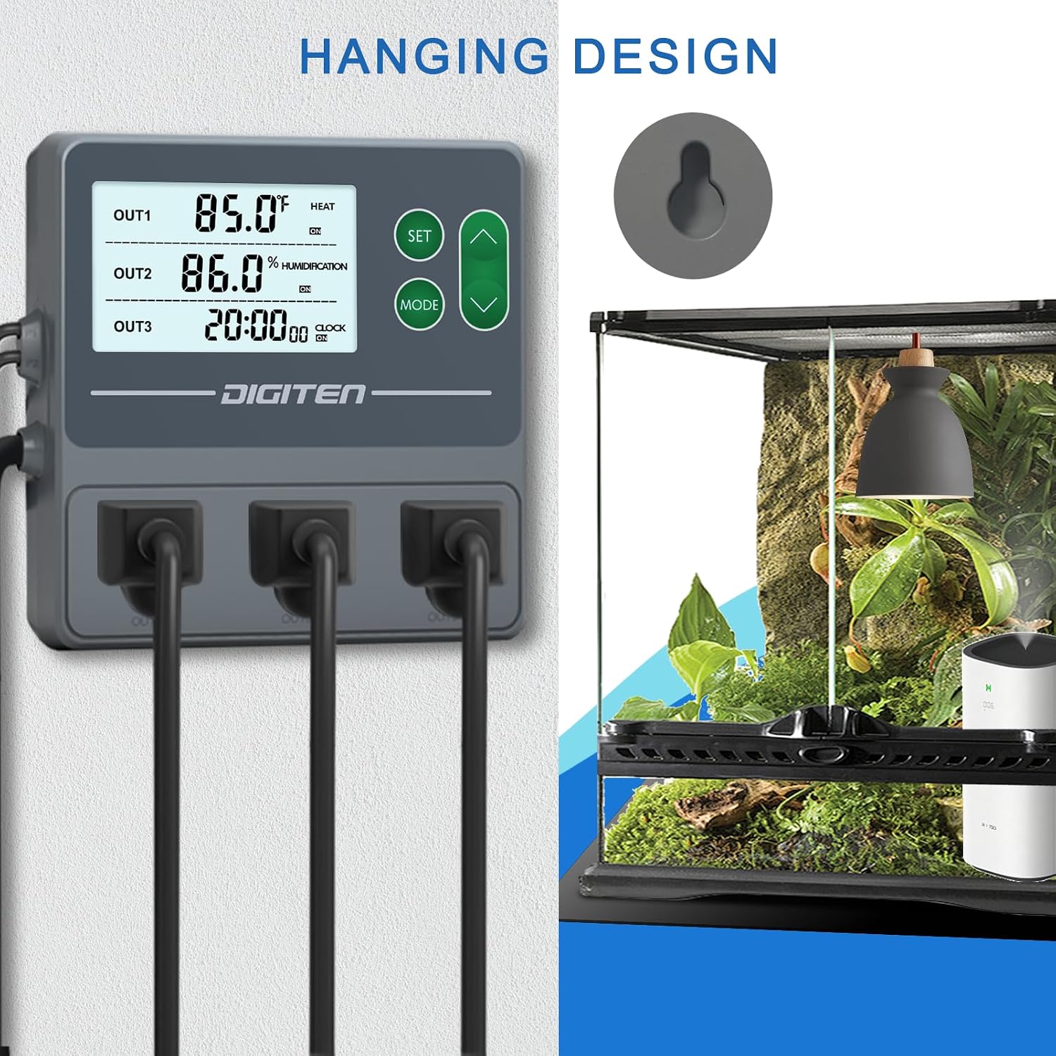 Temperature and Humidity Controller with Timer,3 Outlet Dual Probes | 3-Stage Outlet Control Temp,Humidity & Timer