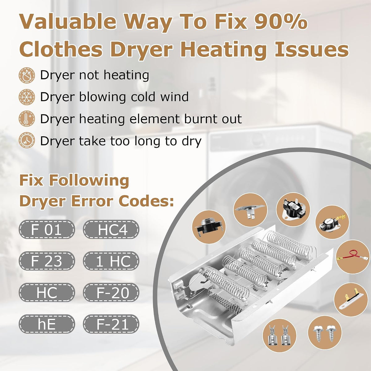 NED4655EW1 Heating Element Fit for Amana 279838 W10724237 NED4600YQ1