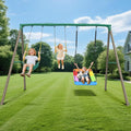 7.3ft Tall Heavy Duty Swing Set, 3 Swings Metal Swing Sets for Backyard, Big Kids Playset for Playground Outdoor