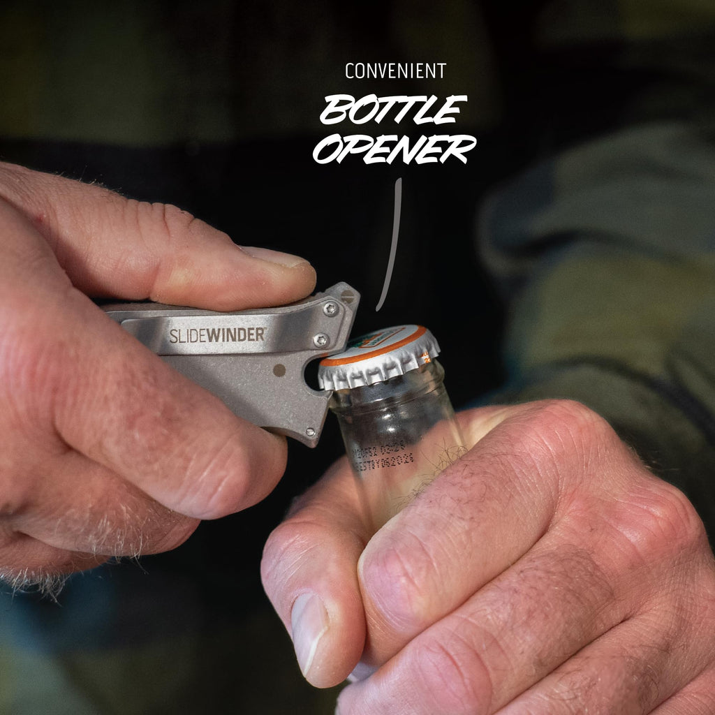 SlideWinder - Utility Knife Multitool with Standard Replaceable Razor Blade, Screwdrivers, Prybar, Bottle Opener and