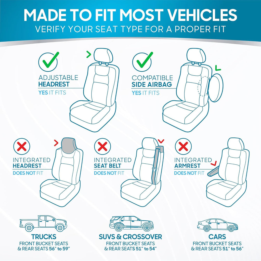 PolyPro Car Seat Covers Full Set in Solid Black, Front and Rear Split Bench Seat Covers for Cars, Easy to Install Car