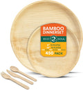 Bamboo Plates Combo Pack, (450 Pack, 6 & 10 Inch, Round)