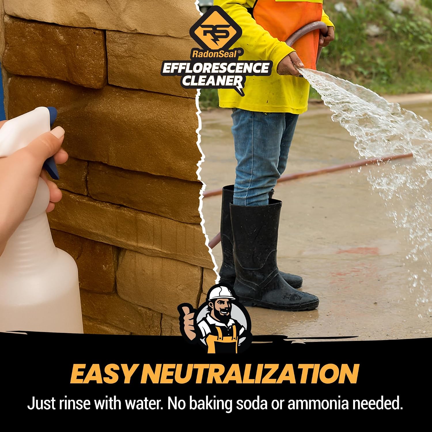 Efflorescence Remover for Brick, Concrete, Pavers & Masonry | Fast-Acting Efflorescence Cleaner for Mortar Haze, Lime