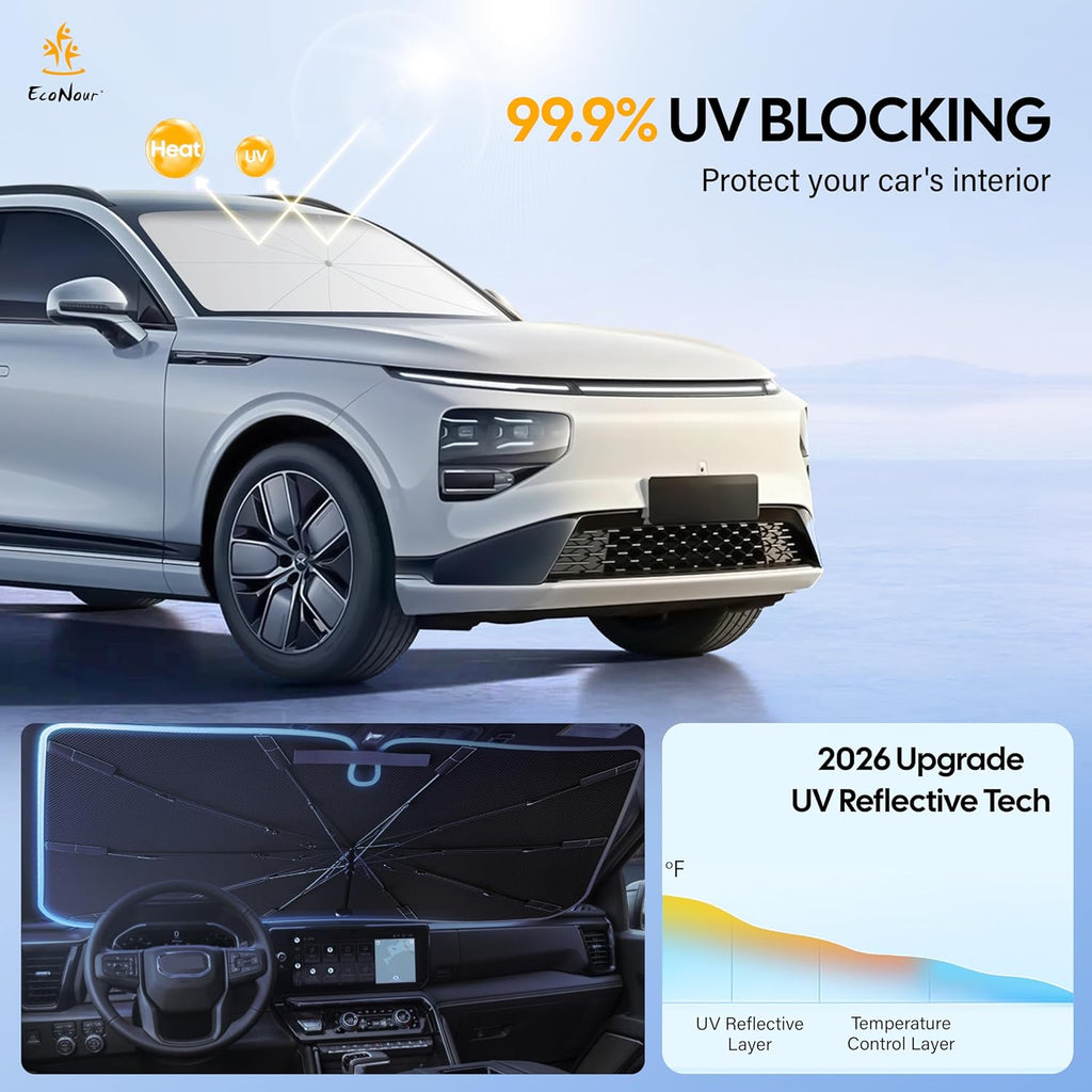 Windshields Sun Shade Umbrella for Car | Medium Foldable Car Sunshade | UV & Heat Protection Front Window Sun Shield