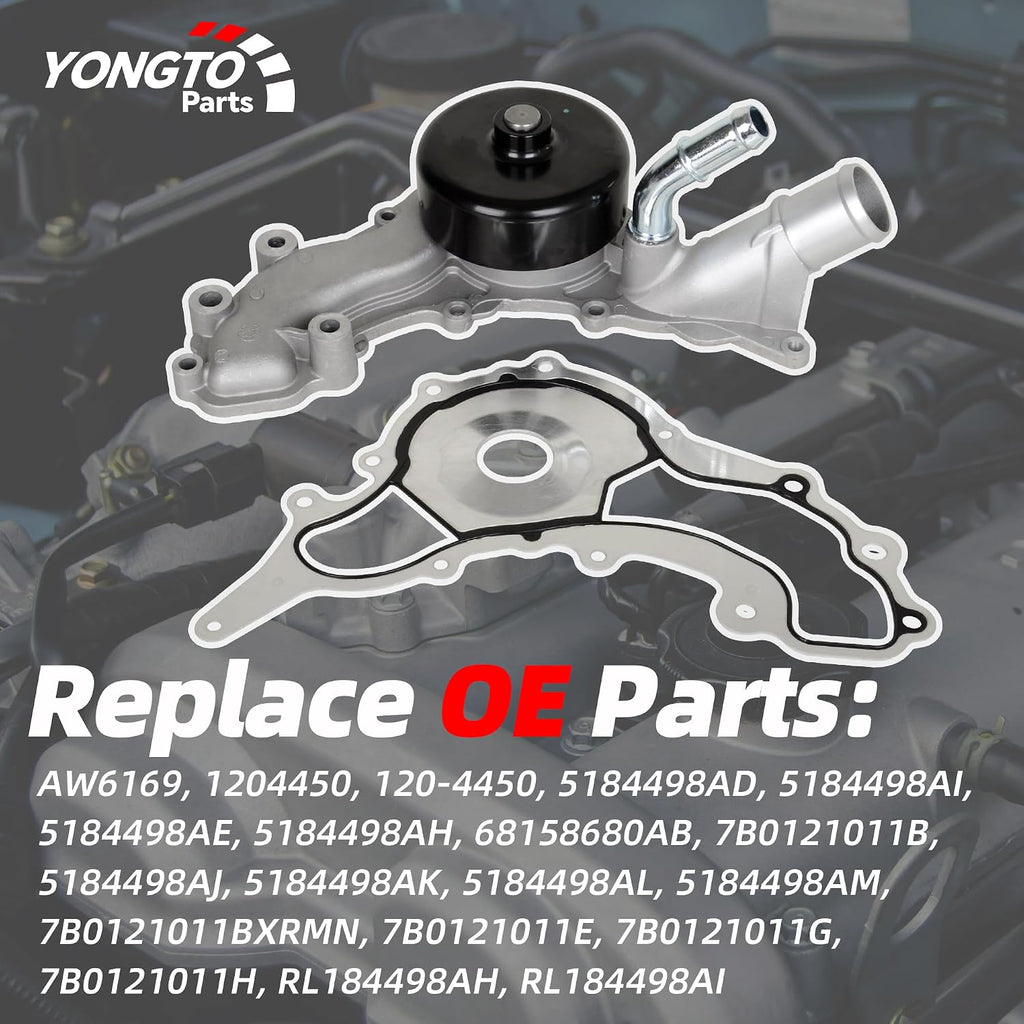 Gmb 1204450 Water Pump for Ram 1500, Dodge, Jeep - Replaces AW6169, 5184498AD
