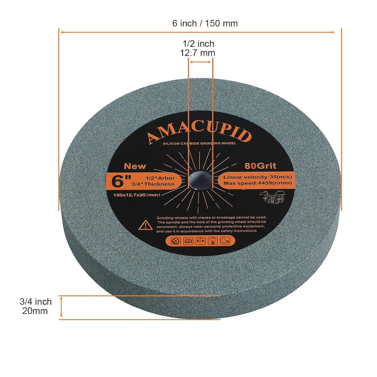 Bench Grinder Wheels 80 Grit 6 inch. Grinding Sharpening Carbide Tools