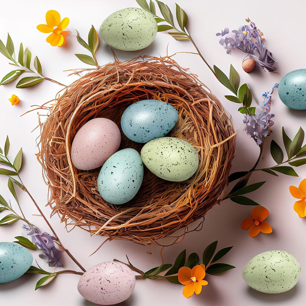 16 Pcs Easter Speckled Eggs 2.4 Inch Plastic Speckled Eggs Bowl, Vase Filler for DIY Spring Displays and Easter