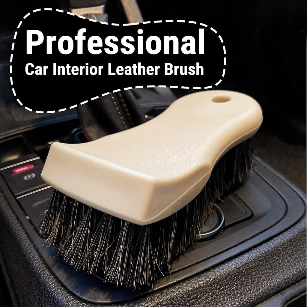 Long Bristle Horse Hair Brush for Leather, Versatile Leather Cleaning Brush for Car Interior Seat, Carpet