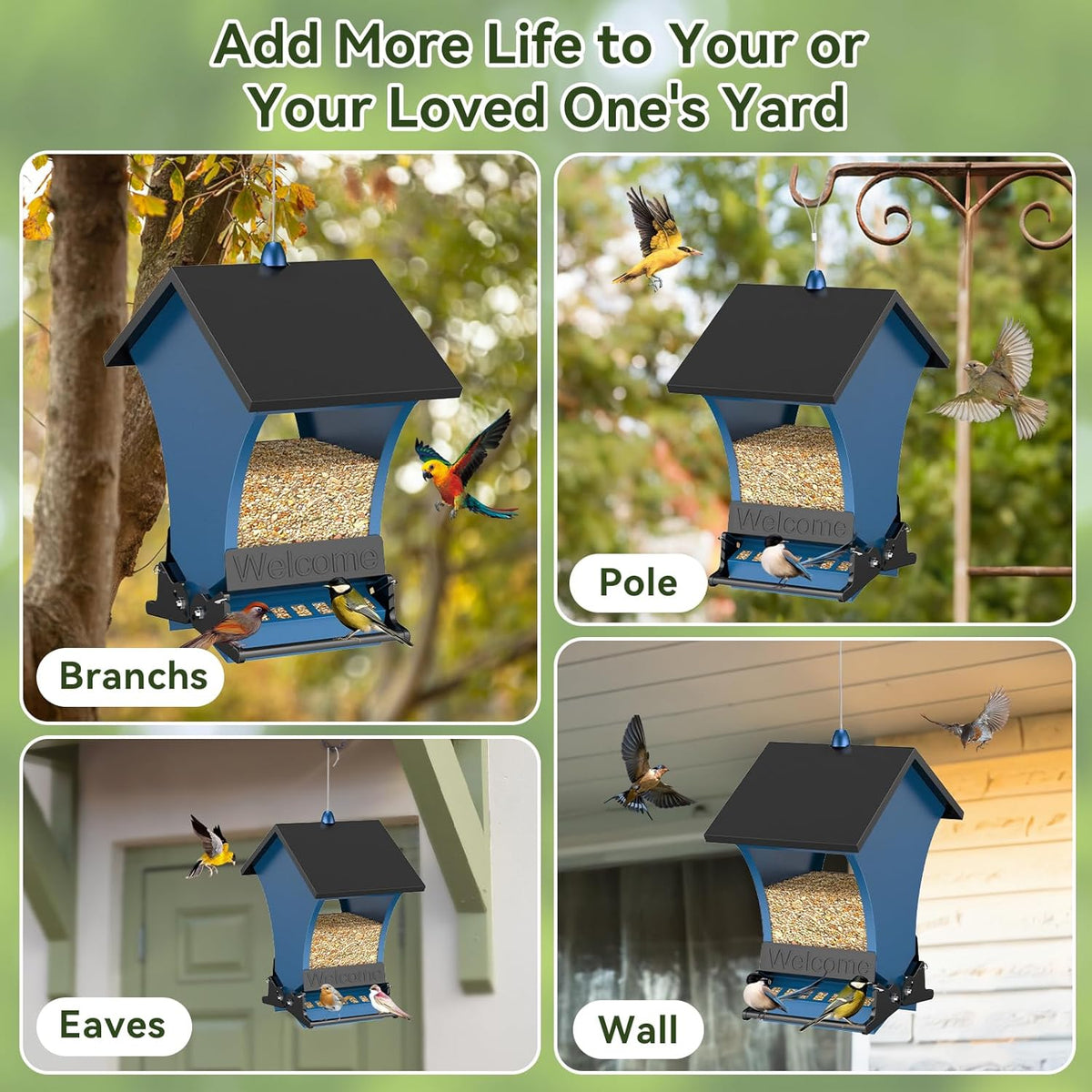 Squirrel Proof Bird Feeders for Outdoors, 5LB Metal Hanging Feeders, Large Wild Feeders for Cardinals, Chickadees